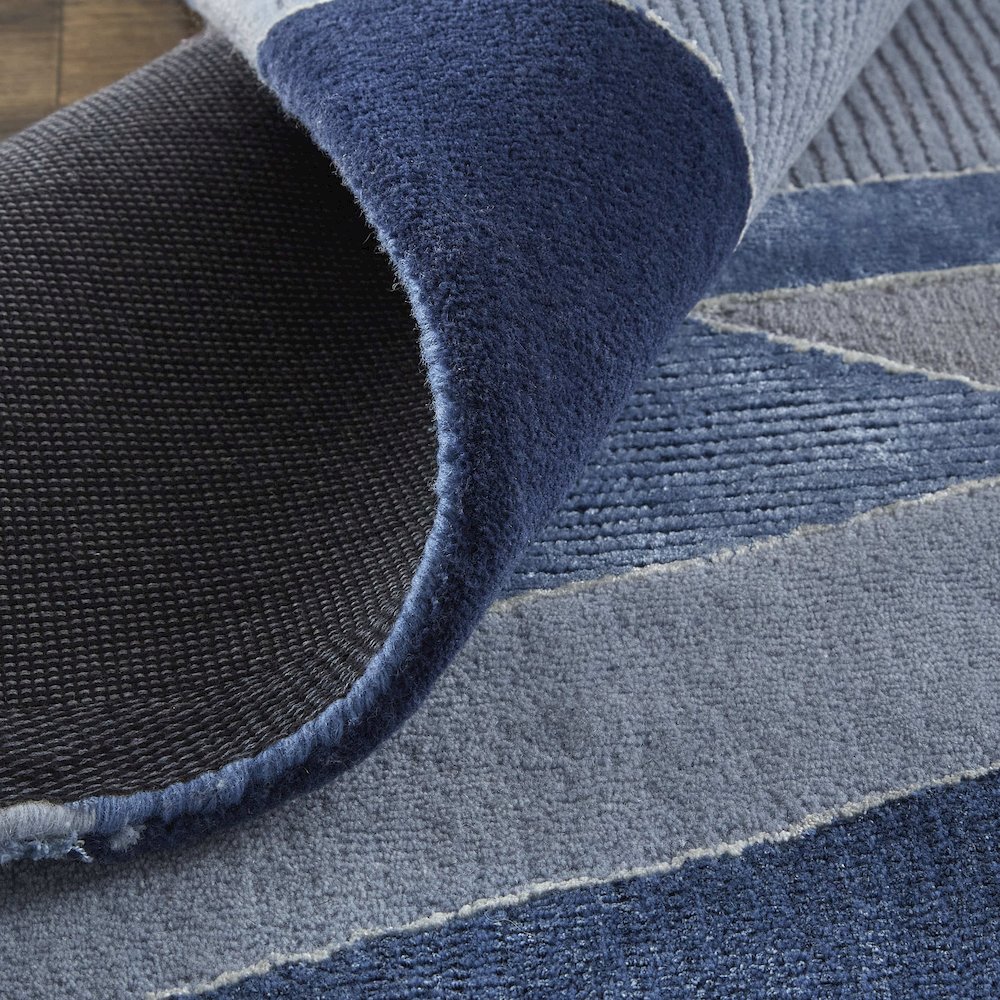 Nash Modern Geometric, Blue/Silver, 9' x 12' Area Rug. Picture 7