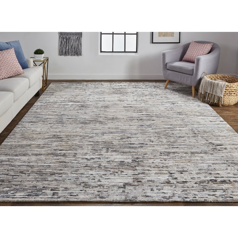 Conroe Luxe Abstract Hand Knot Rug, Gunmetal/Silver Blue, 8ft-6in x 11ft-6in, CRO6821FGRY000G50. Picture 2
