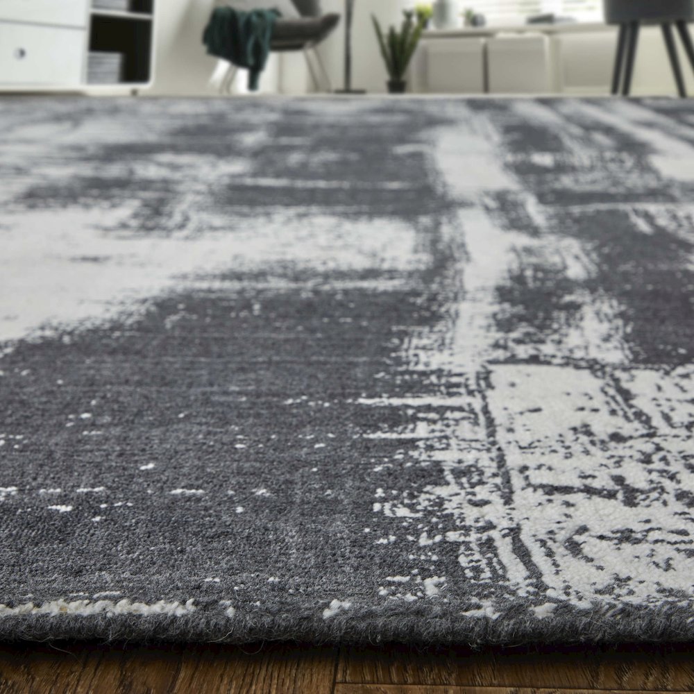 Coda Modern Abstract, Black/White, 10' x 14' Area Rug. Picture 8