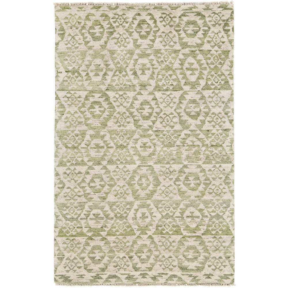 Nizhoni Transitional Southwestern, Green/Ivory, 2' x 3' Accent Rug. Picture 1