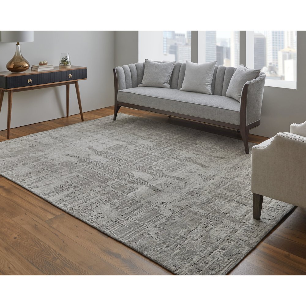 Eastfield Modern Abstract, Gray/Ivory, 4' x 6' Accent Rug. Picture 2