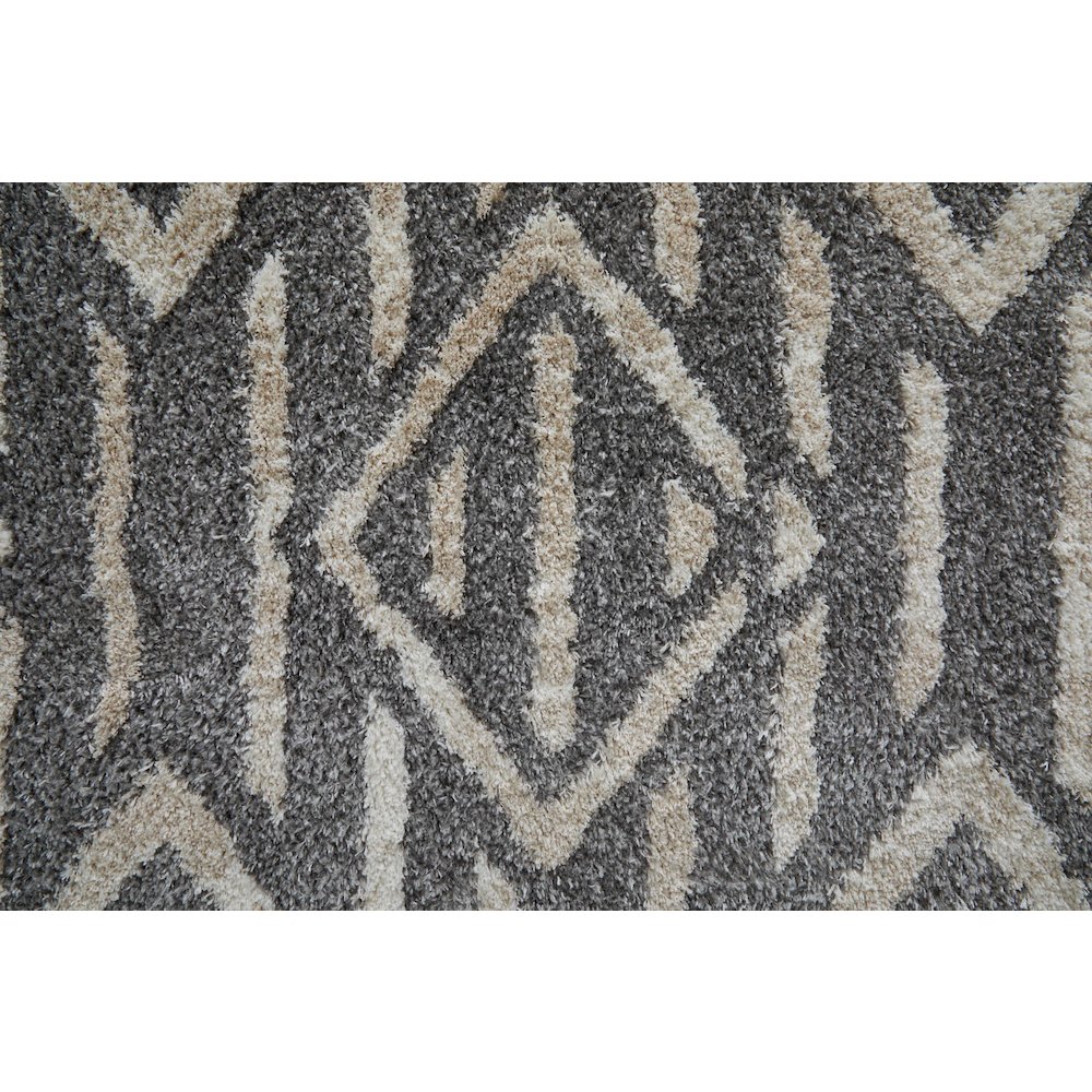 Mynka Transitional Diamond, Gray/Ivory, 10' x 14' Area Rug. Picture 6