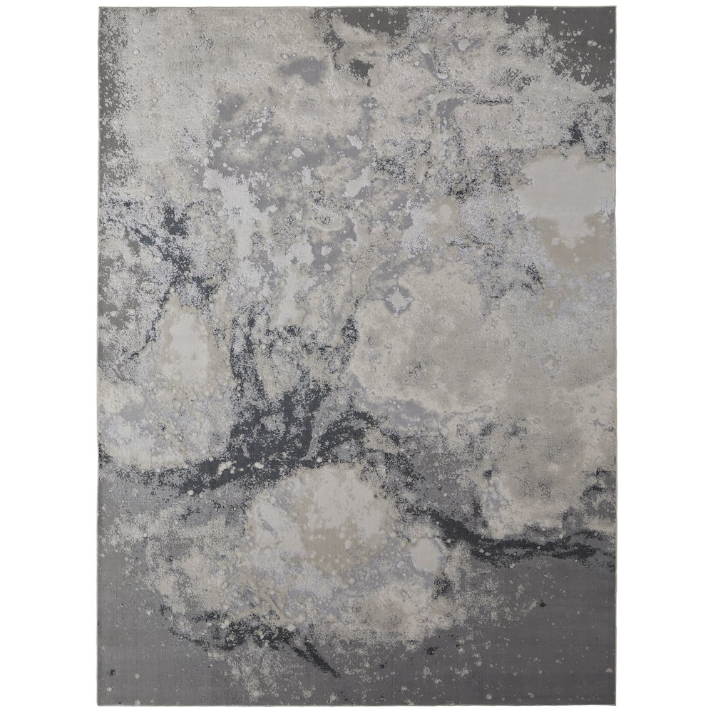 Astra Transitional Abstract, Gray/Ivory, 6'-7" x 9'-6" Area Rug. Picture 1