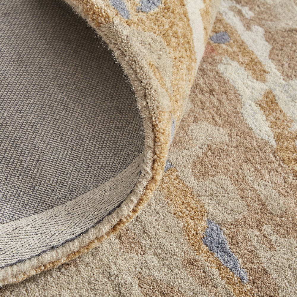 Everley Modern Abstract, Tan/Blue, 5' x 8' Area Rug. Picture 7