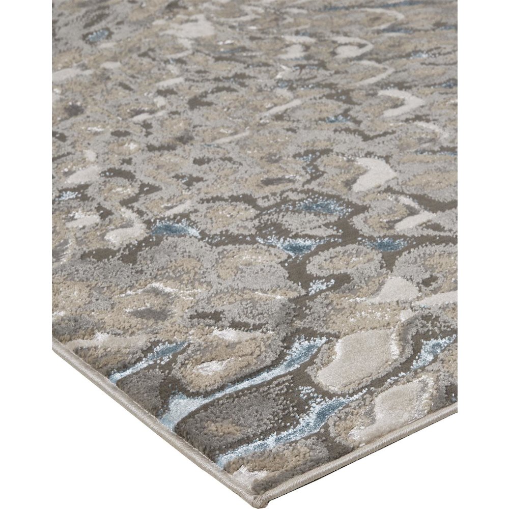 Azure Modern Abstract, Blue/Silver/Gray, 9'-2" x 12' Area Rug. Picture 3