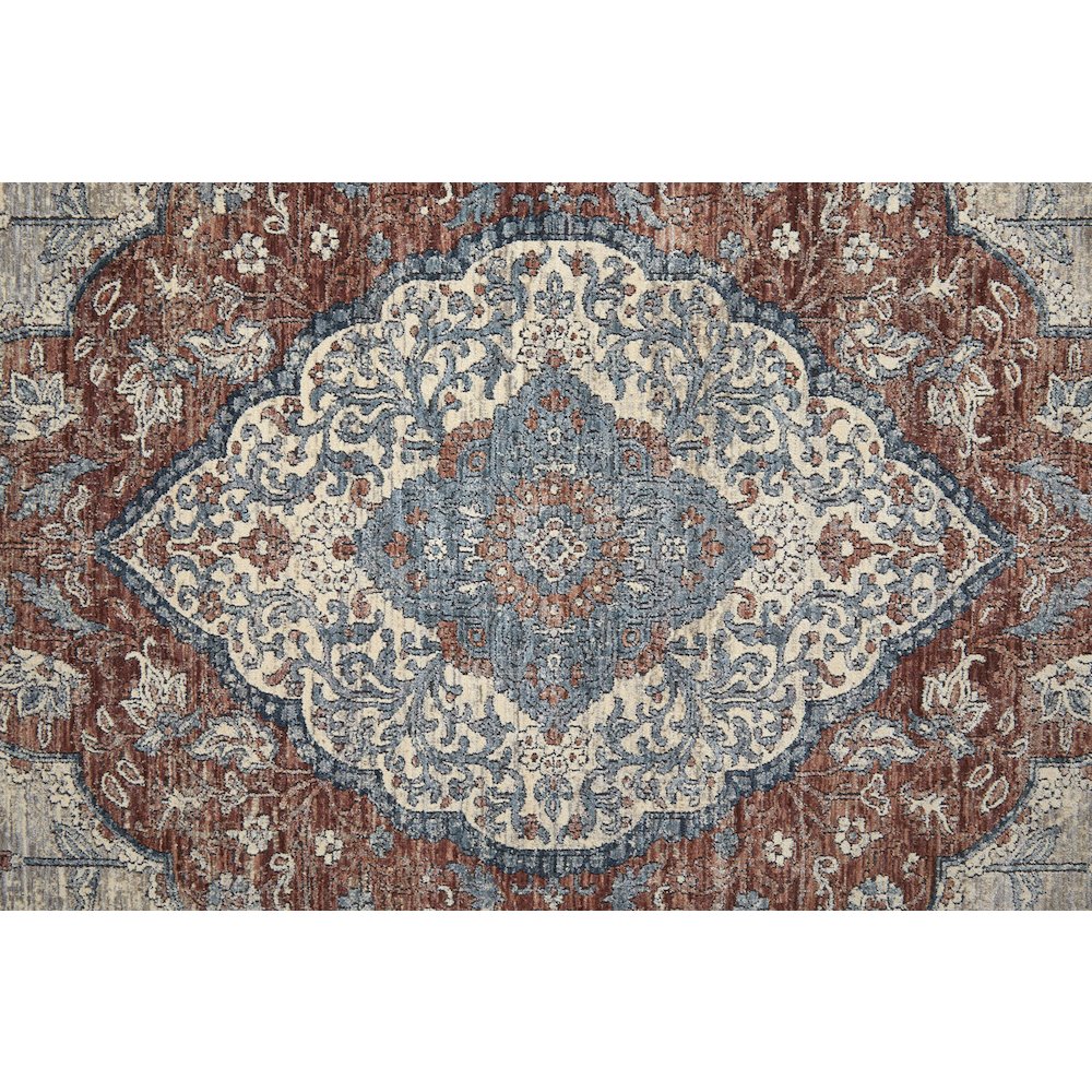 Marquette Transitional Medallion, Gray/Red/Blue, 2' x 3' Accent Rug. Picture 6