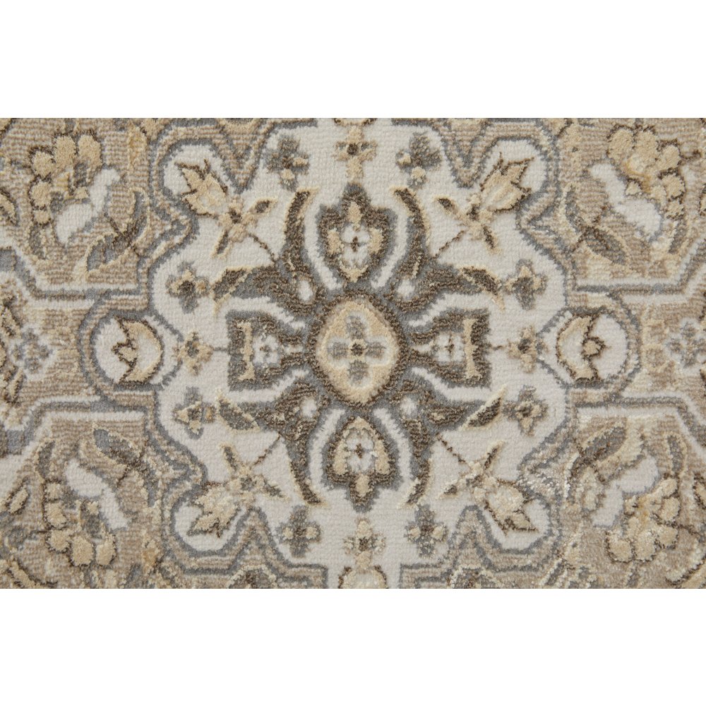 Celene Traditional Medallion, Brown/Ivory/Tan, 7'-9" x 7'-9" Round Rug. Picture 6