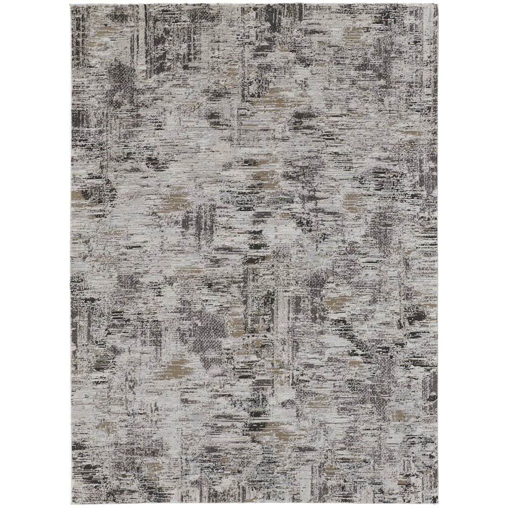 Vancouver Modern Abstract, Ivory/Gray/Brown, 6'-7" x 9'-6" Area Rug. Picture 1