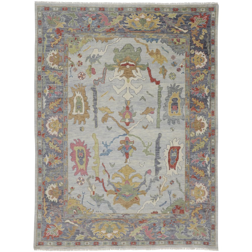 Karina Traditional Persian, Blue/Gray/Gold, 9'-6" x 13'-6" Area Rug. Picture 1