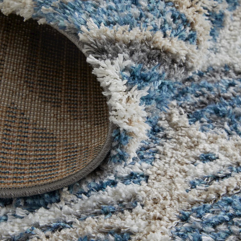 Mynka Transitional Diamond, Blue/Ivory, 5' x 8' Area Rug. Picture 7