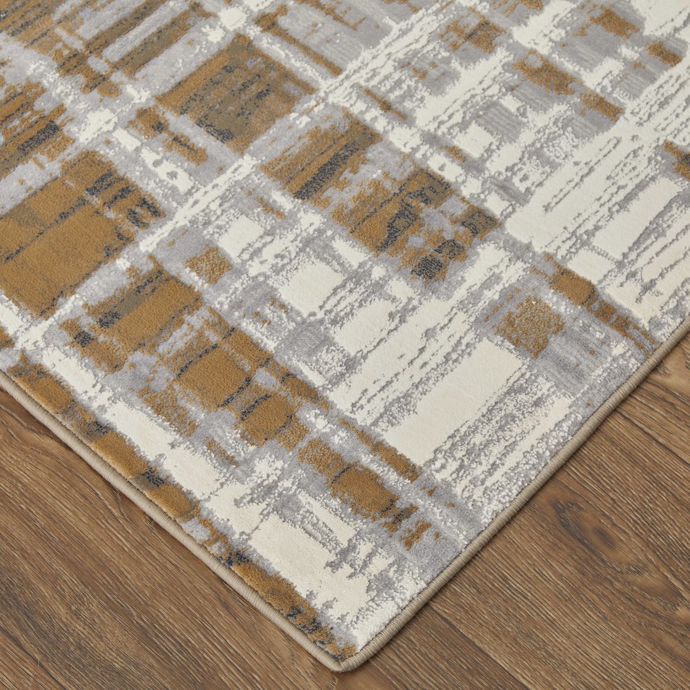 Clio Modern Abstract, Blue/Orange/Gray, 9' x 12' Area Rug. Picture 3