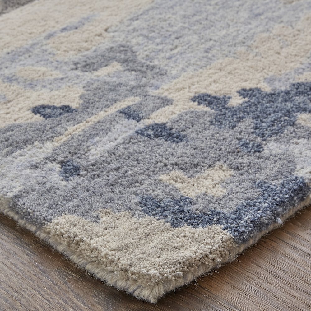 Everley Modern Abstract, Blue/Gray/Ivory, 5' x 8' Area Rug. Picture 3