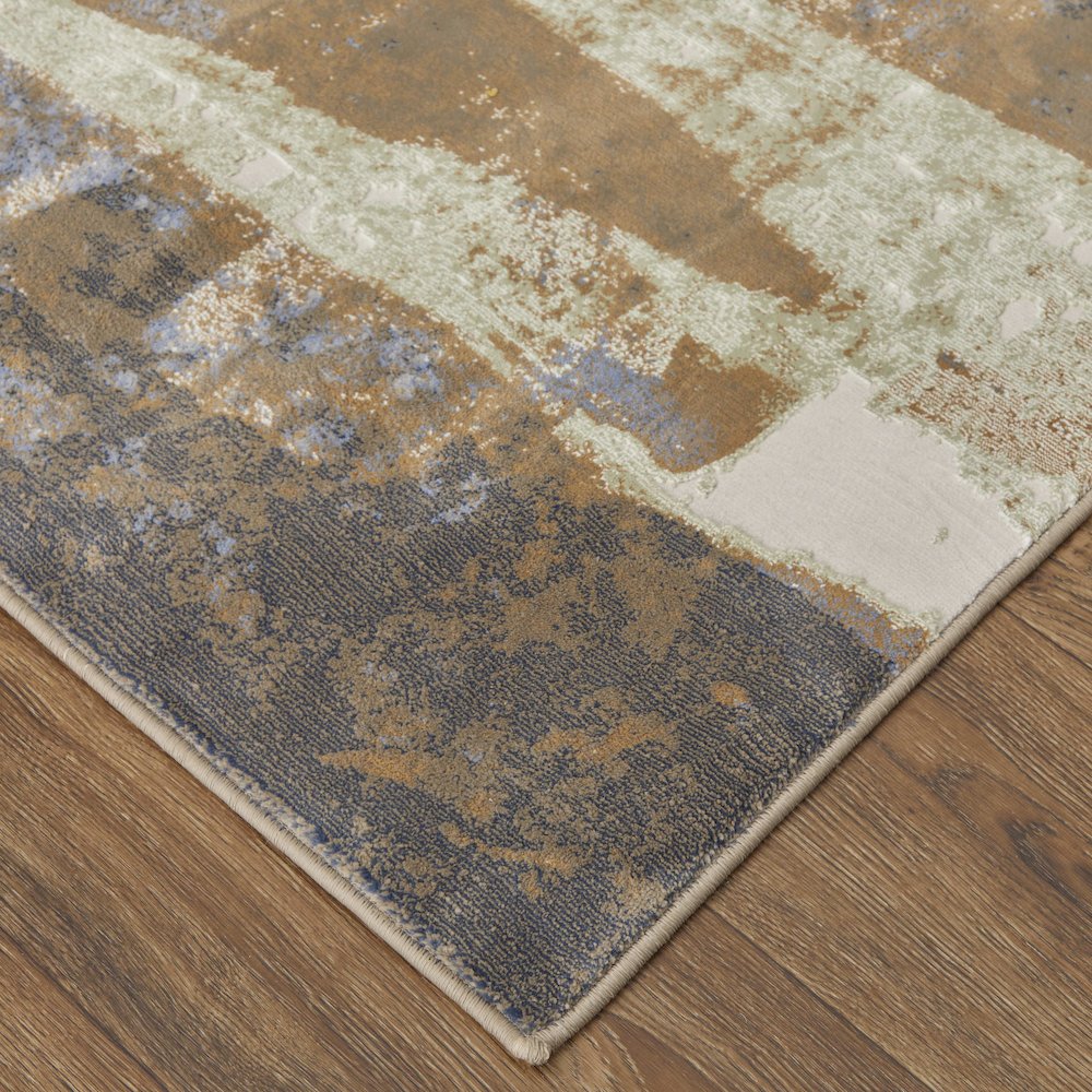 Clio Modern Abstract, Brown/Blue/Ivory, 10' x 13'-2" Area Rug. Picture 3