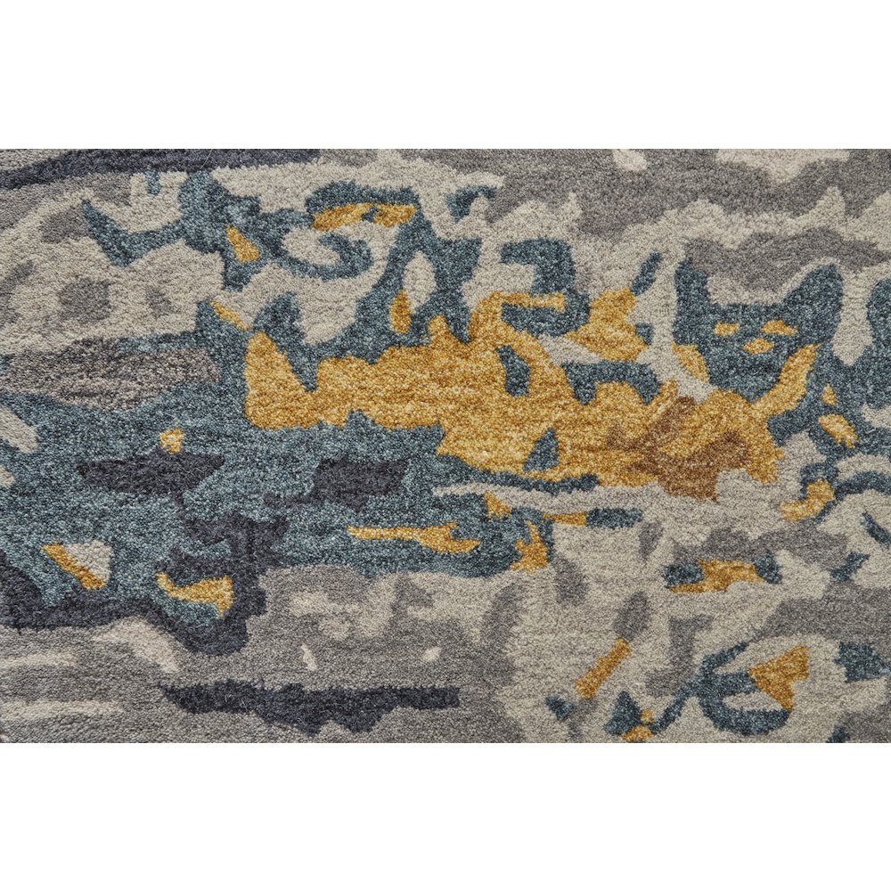 Everley Modern Abstract, Gray/Yellow/Blue, 5' x 8' Area Rug. Picture 6