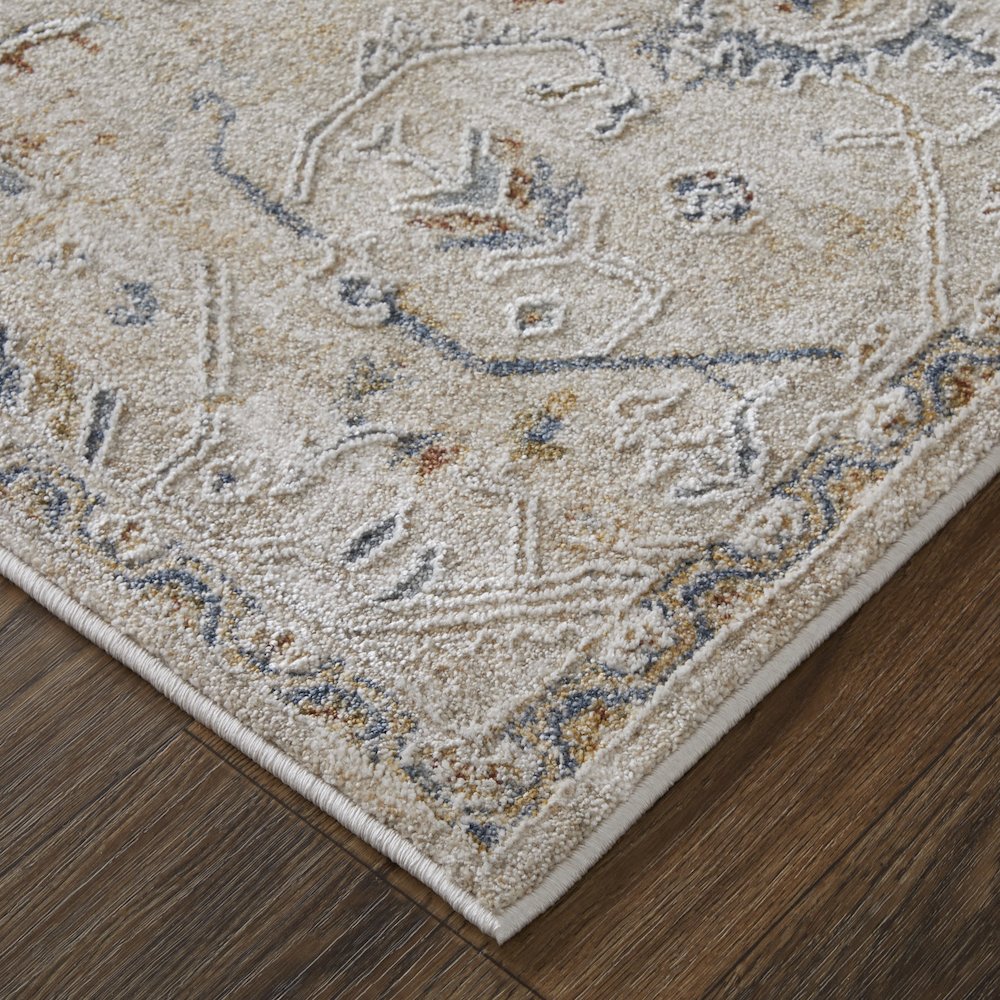 Pasha Transitional Distressed, Taupe/Ivory/Blue, 7'-10" x 10'-3" Area Rug. Picture 3