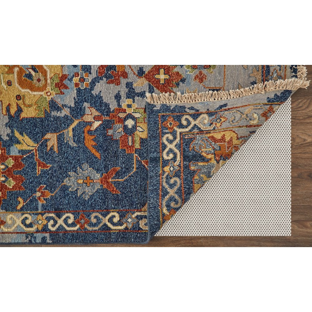 Leylan Transitional Floral & Botanical, Blue/Orange/Red, 5'-6" x 8'-6" Area Rug. Picture 4