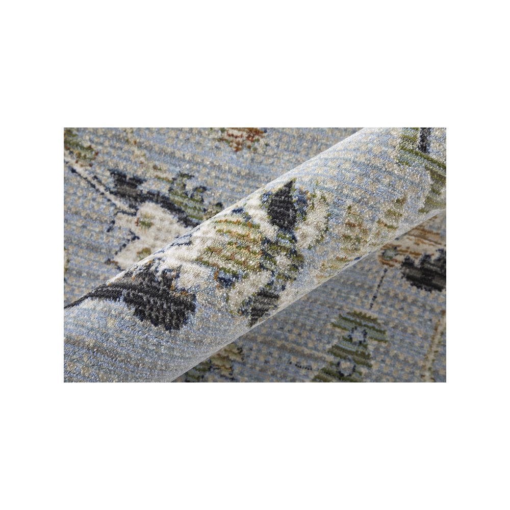 Traditional Floral & Botanical, Blue/Green/Ivory, 7'-10" x 10'-3" Area Rug. Picture 5