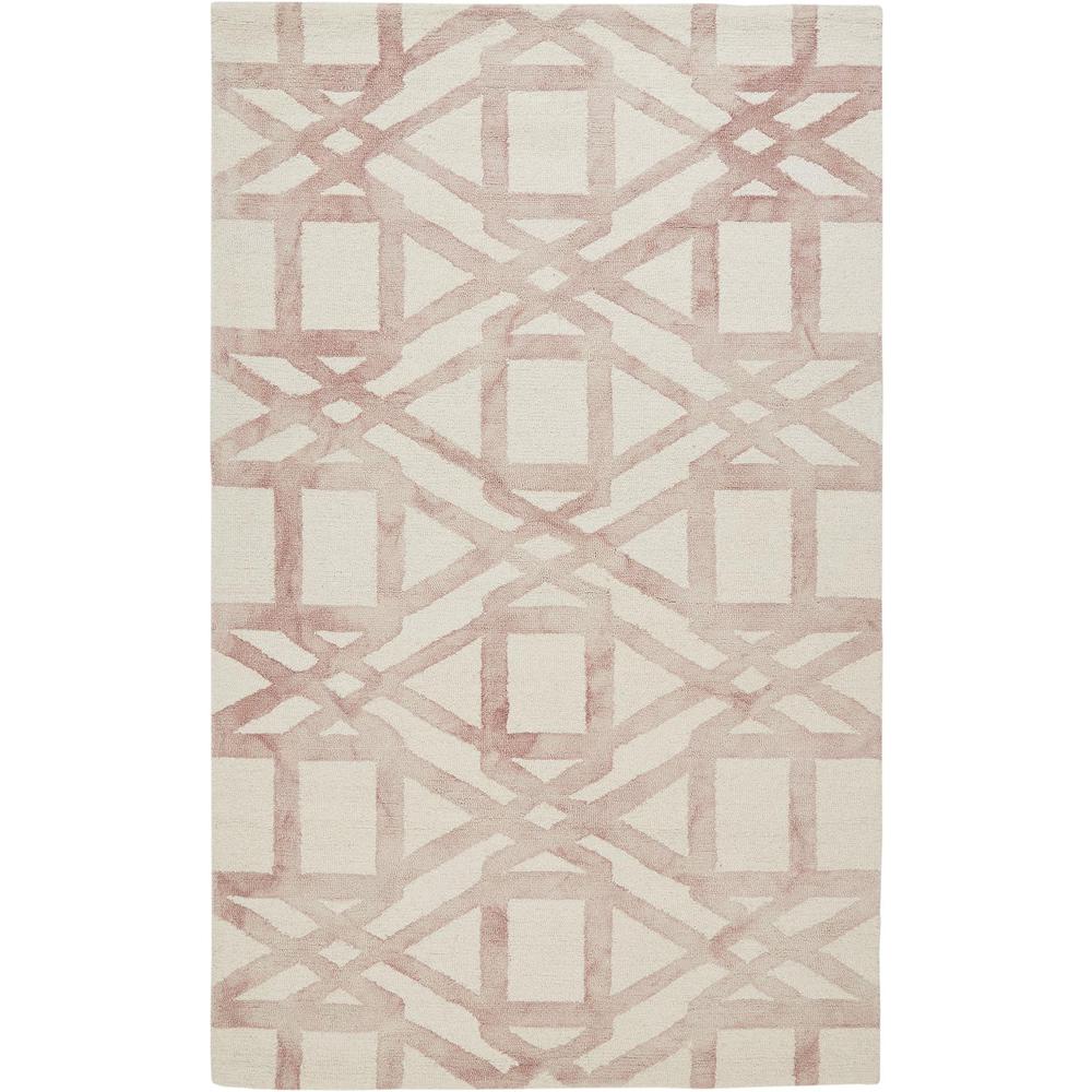 Lorrain Geometric Patterned Wool Rug, Blush Pink, 2ft x 3ft Accent Rug, 6108571FBLH000P00. Picture 2