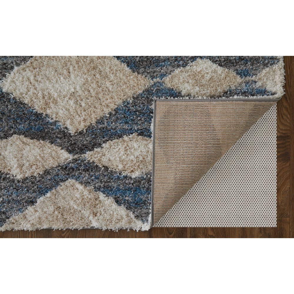 Mynka Transitional Diamond, Ivory/Gray/Blue, 7'-11" x 10' Area Rug. Picture 4
