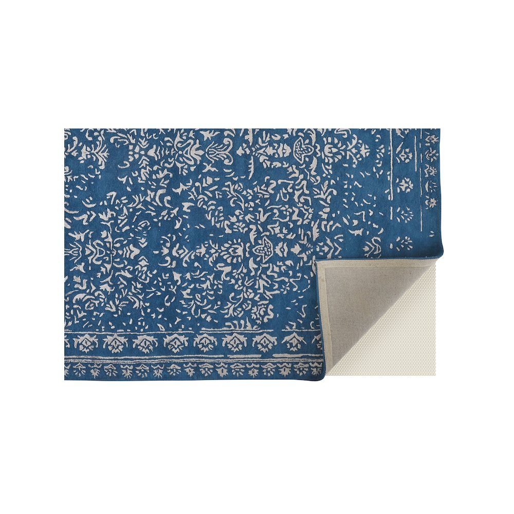 Bella High/Low Floral Wool Rug, Vallarta Blue/Silver Gray, 8ft x 10ft Area Rug, 9698014FBLUSLVF00. Picture 4