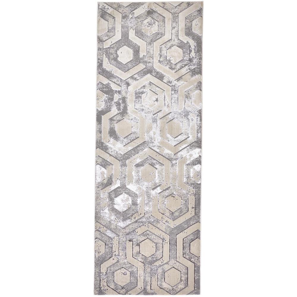 Micah Metallic Architectural Rug, Ivory Sand/Silver, 2ft-10in x 7ft-10in, Runner, 6943046FBGEGRYI71. Picture 2