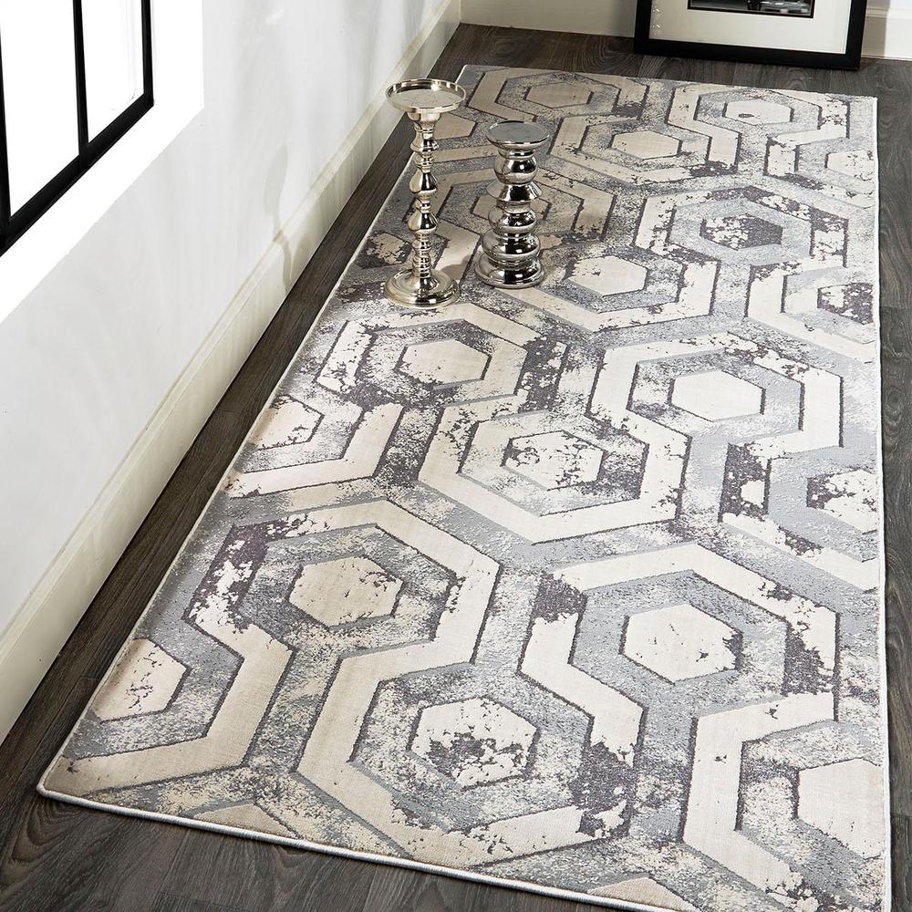 Micah Metallic Architectural Rug, Ivory Sand/Silver, 2ft-10in x 7ft-10in, Runner, 6943046FBGEGRYI71. Picture 1