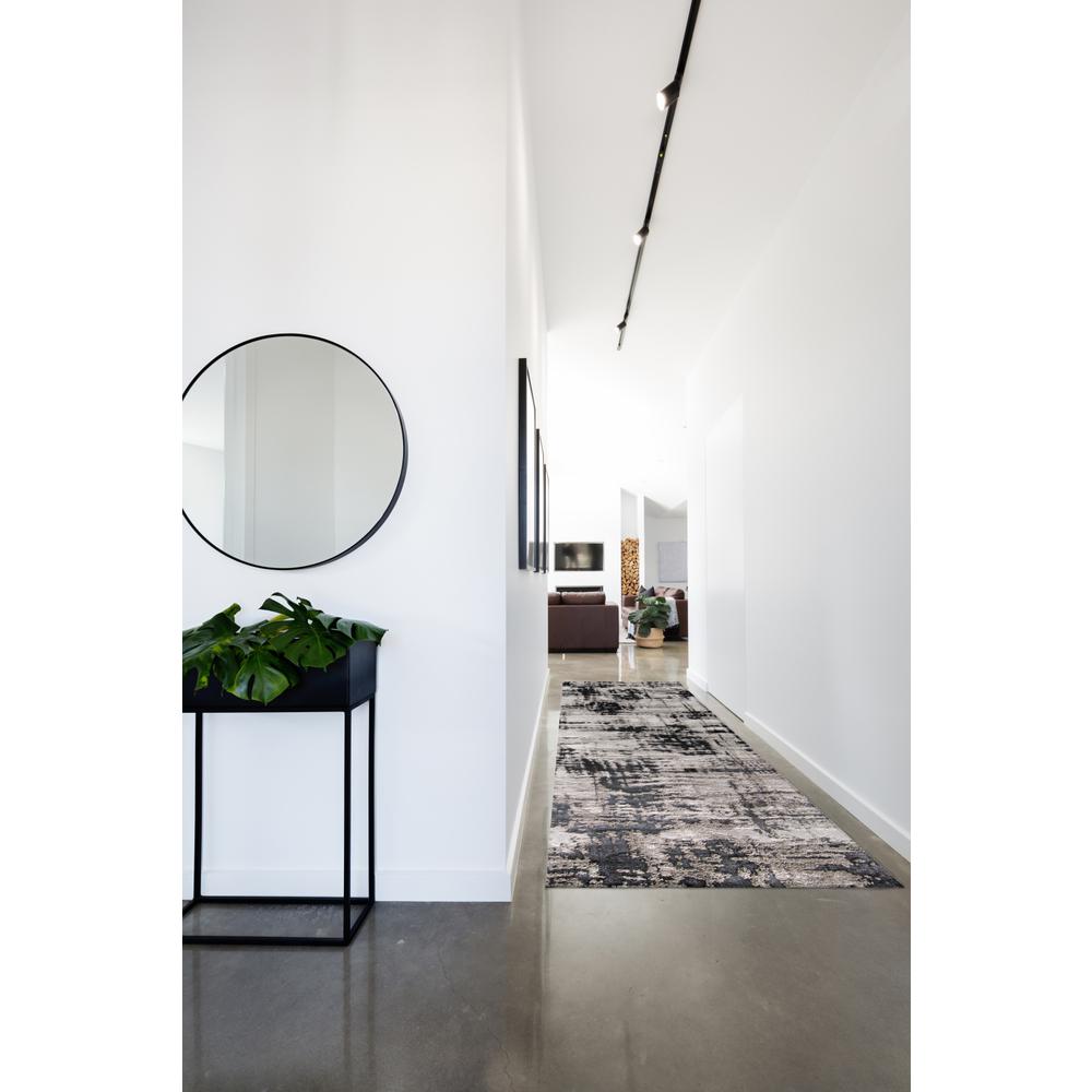 Micah Modern Abstract Rug, Ivory Bone/Black, 2ft - 10in x 7ft - 10in, Runner, 6943339FBLK000I71. Picture 1