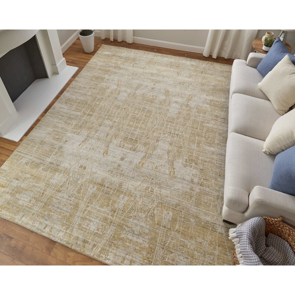 Eastfield Modern Abstract, Yellow/Ivory/Gold, 8' x 10' Area Rug. Picture 2