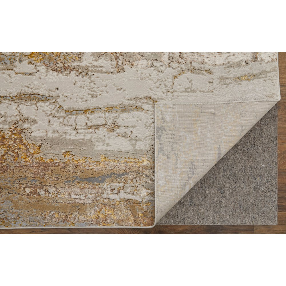 Aura Modern Abstract, Ivory/Gold/Brown, 1'-8" x 2'-10" Accent Rug. Picture 4