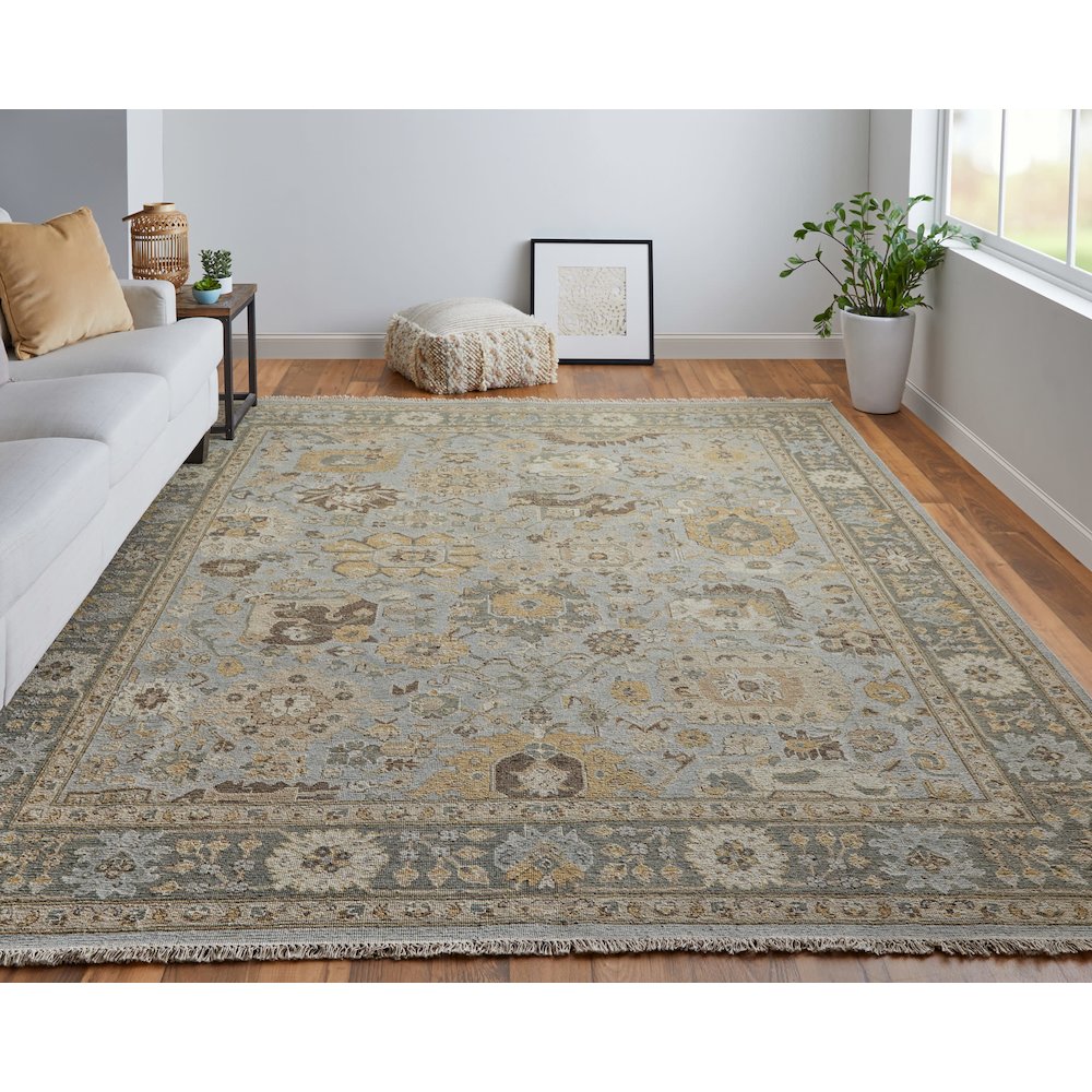 Corbitt Traditional Oriental, Blue/Gold/Gray, 8'-6" x 11'-6" Area Rug. Picture 2