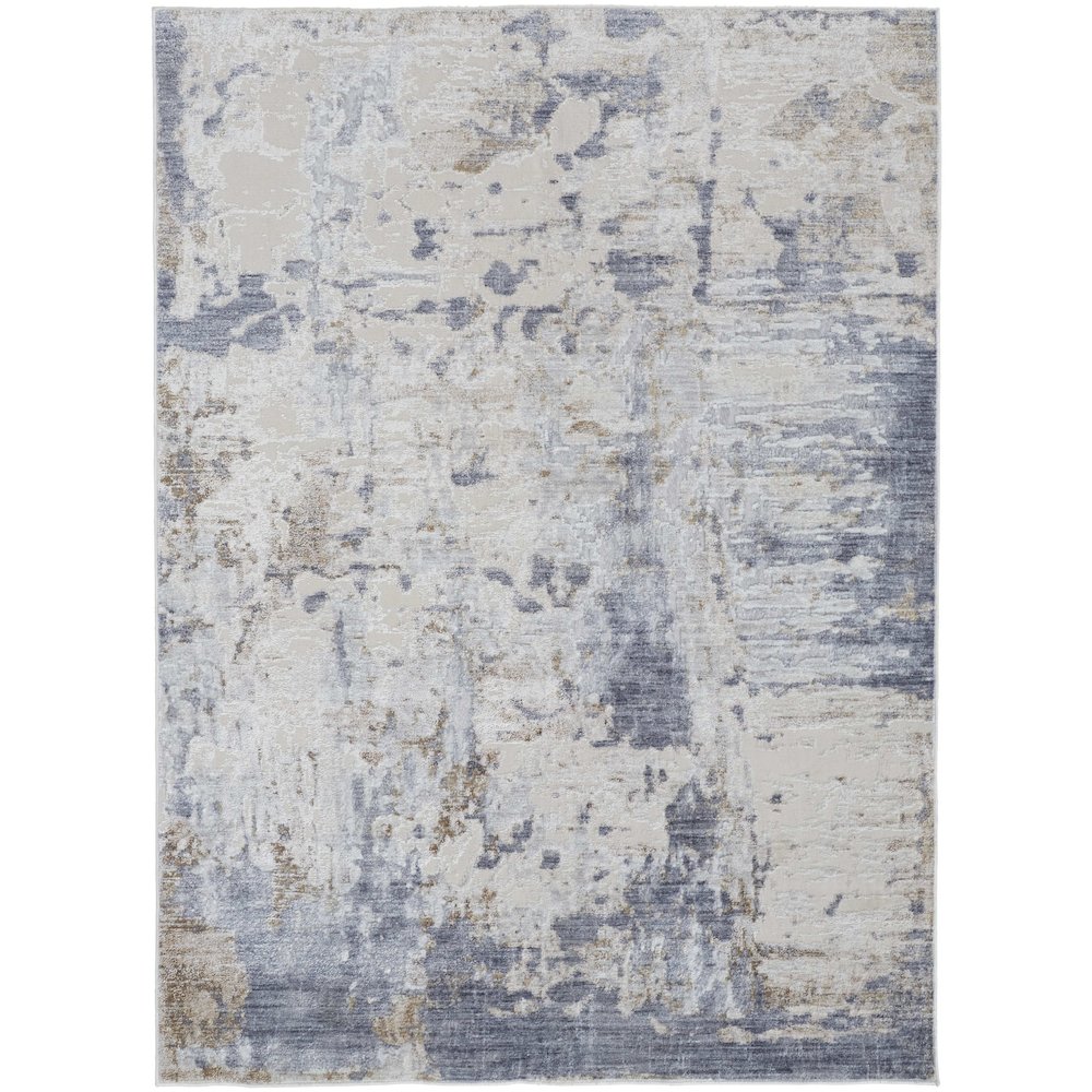Laina Transitional Abstract, Ivory/Gray/Blue, 4' x 6' Accent Rug. Picture 1