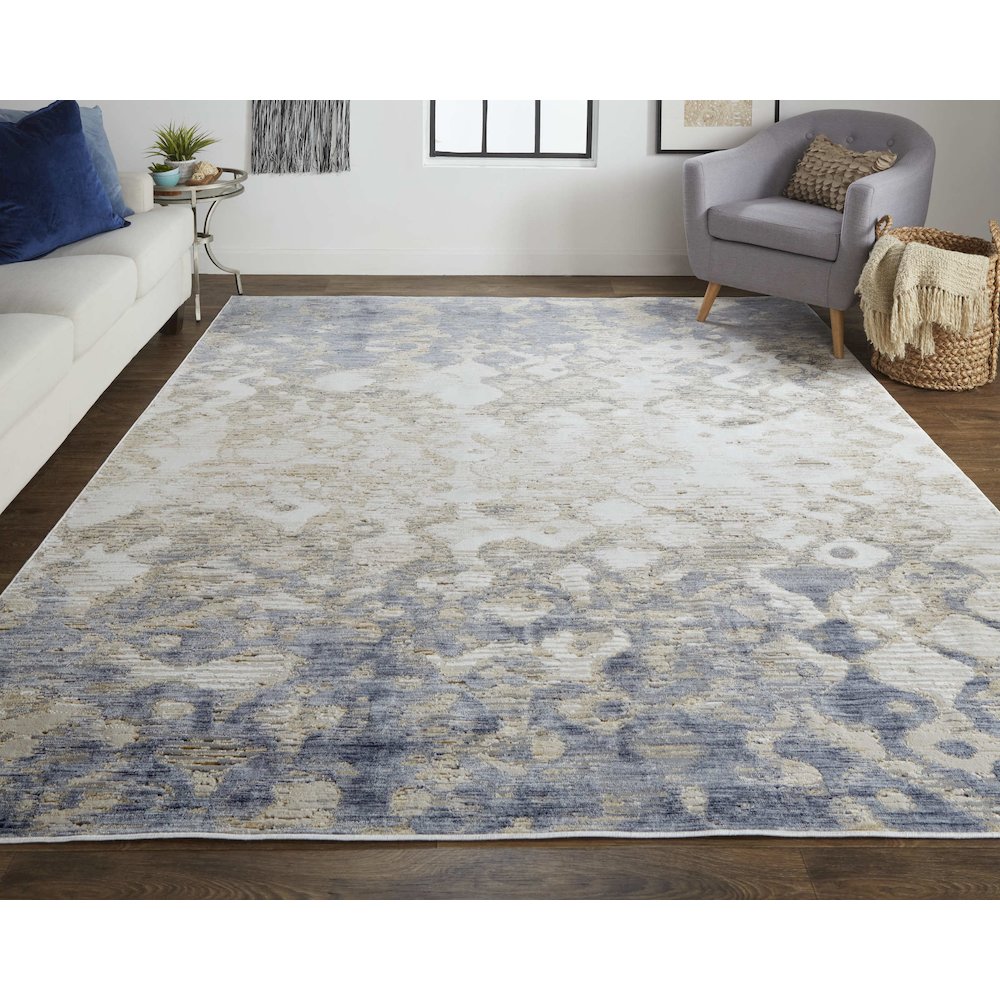 Laina Transitional Gradient & Ombre, Tan/Ivory/Blue, 4' x 6' Accent Rug. Picture 2