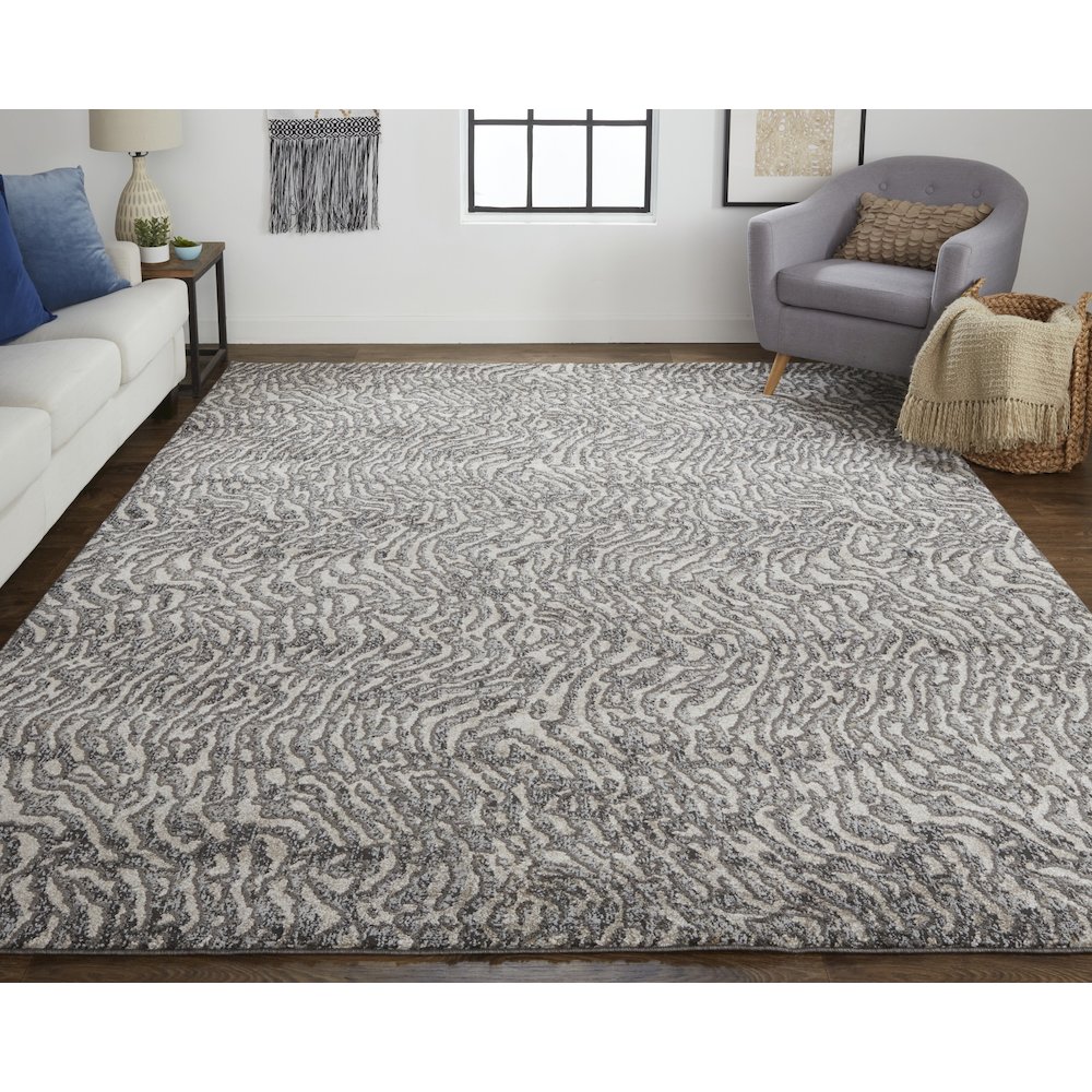 Vancouver Modern Abstract, Gray/Taupe/Ivory, 8' x 10' Area Rug. Picture 2