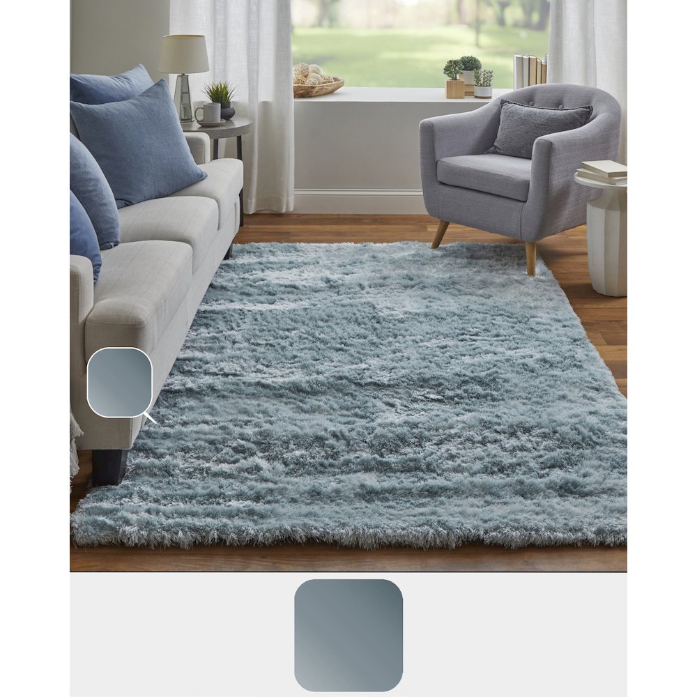 Indochine Plush Shag Accent Rug, Metallic Sheen, Light Aqua Blue, 3ft-6in x 5ft-6in, 4944550FLAQ000C50. Picture 9
