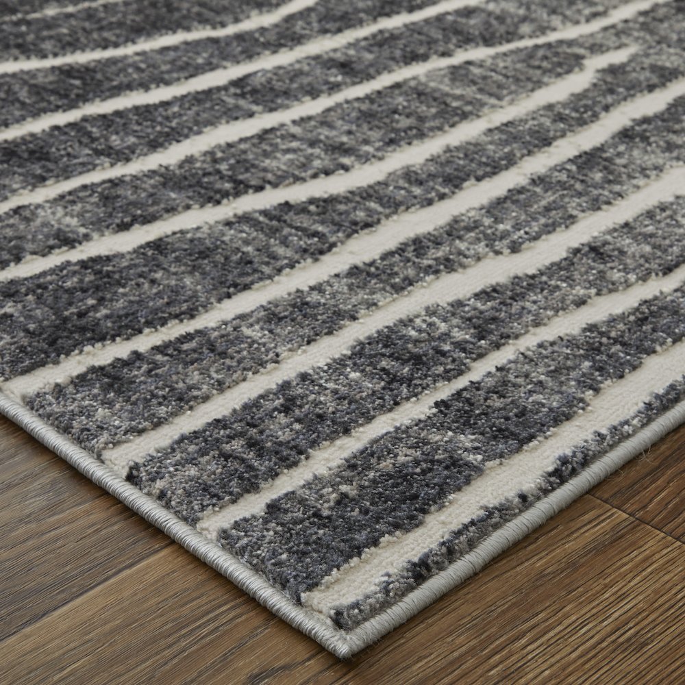 Kano Transitional Abstract, Black/Gray/Ivory, 4'-3" x 6'-3" Accent Rug. Picture 3