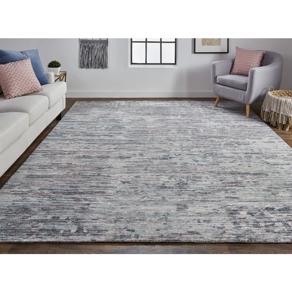 Conroe Modern Abstract, Blue/Gray, 7'-9" x 9'-9" Area Rug. Picture 2