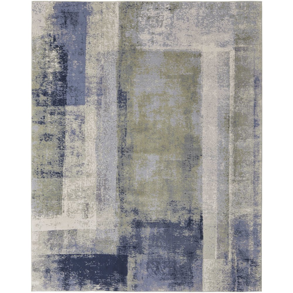 Clio Modern Abstract, Blue/Green/Ivory, 10' x 13'-2" Area Rug. Picture 1