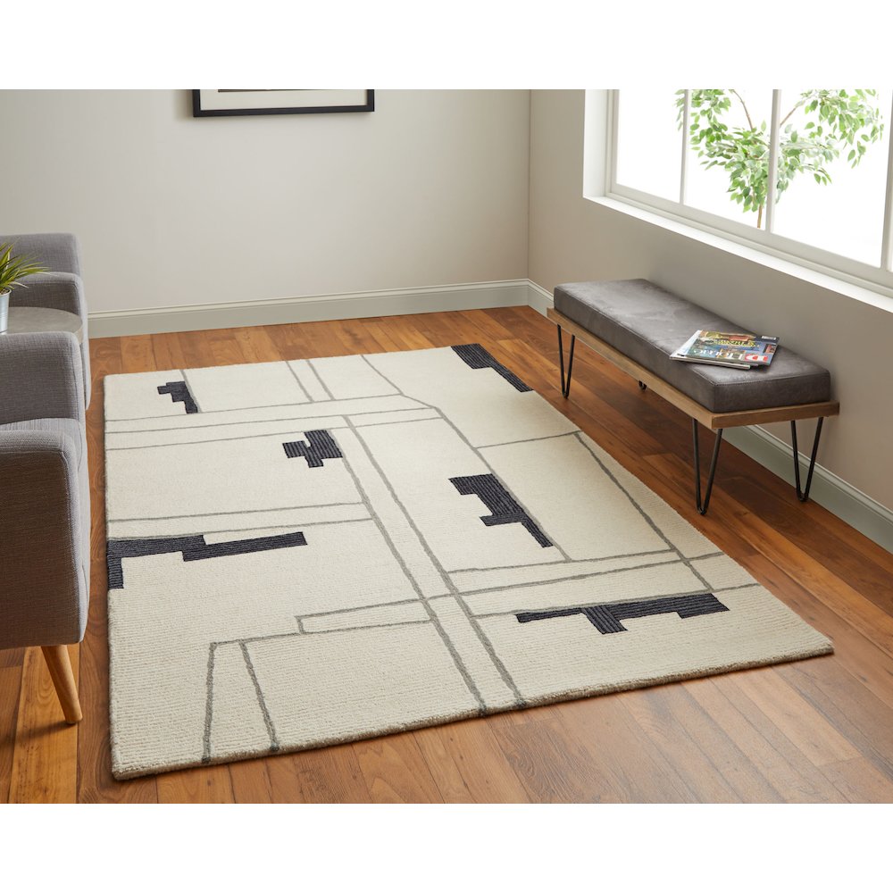 Maguire Transitional Abstract, Ivory/Gray/Taupe, 8' x 10' Area Rug. Picture 2