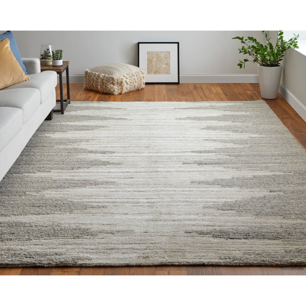 Navaro Modern Gradient & Ombre, Ivory/Tan, 7'-9" x 9'-9" Area Rug. Picture 2