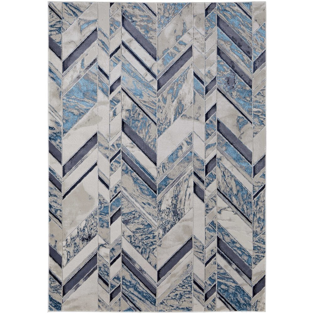 Indio Modern Herringbone, Ivory/Blue/Gray, 8' x 10' Area Rug. Picture 1
