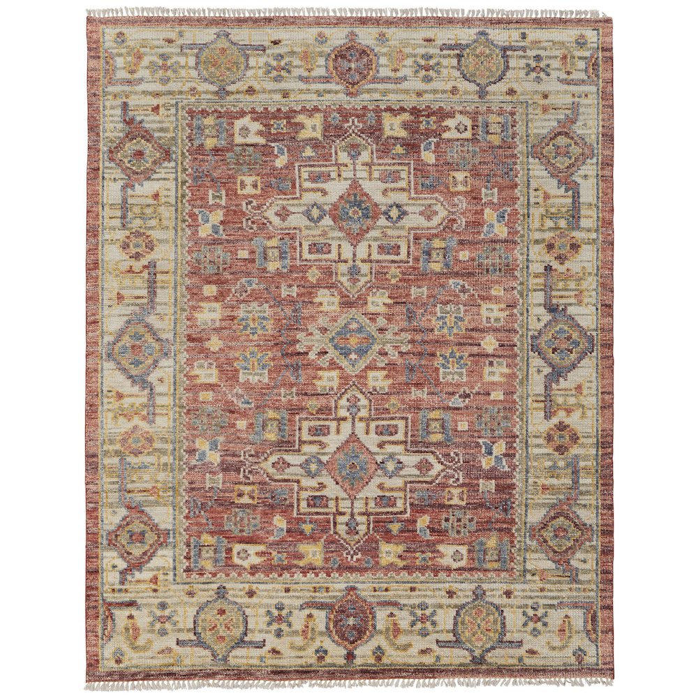 Fillmore Transitional Medallion, Red/Ivory/Gold, 10' x 14' Area Rug. Picture 1