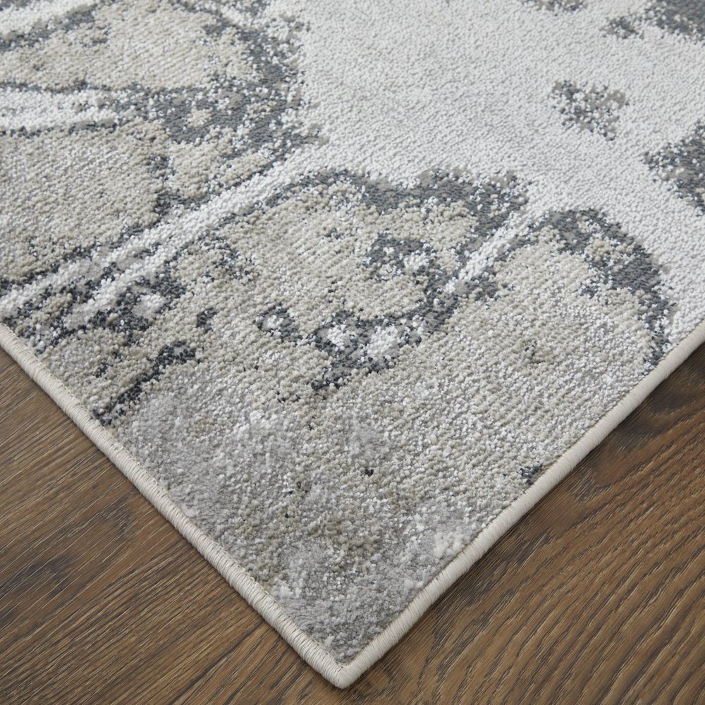 Astra Transitional Abstract, Gray/Silver/Ivory, 9'-2" x 12' Area Rug. Picture 3
