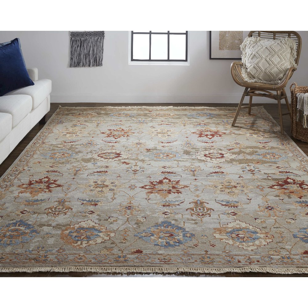 Leylan Transitional Floral & Botanical, Brown/Tan/Gray, 3'-6" x 5'-6" Accent Rug. Picture 2