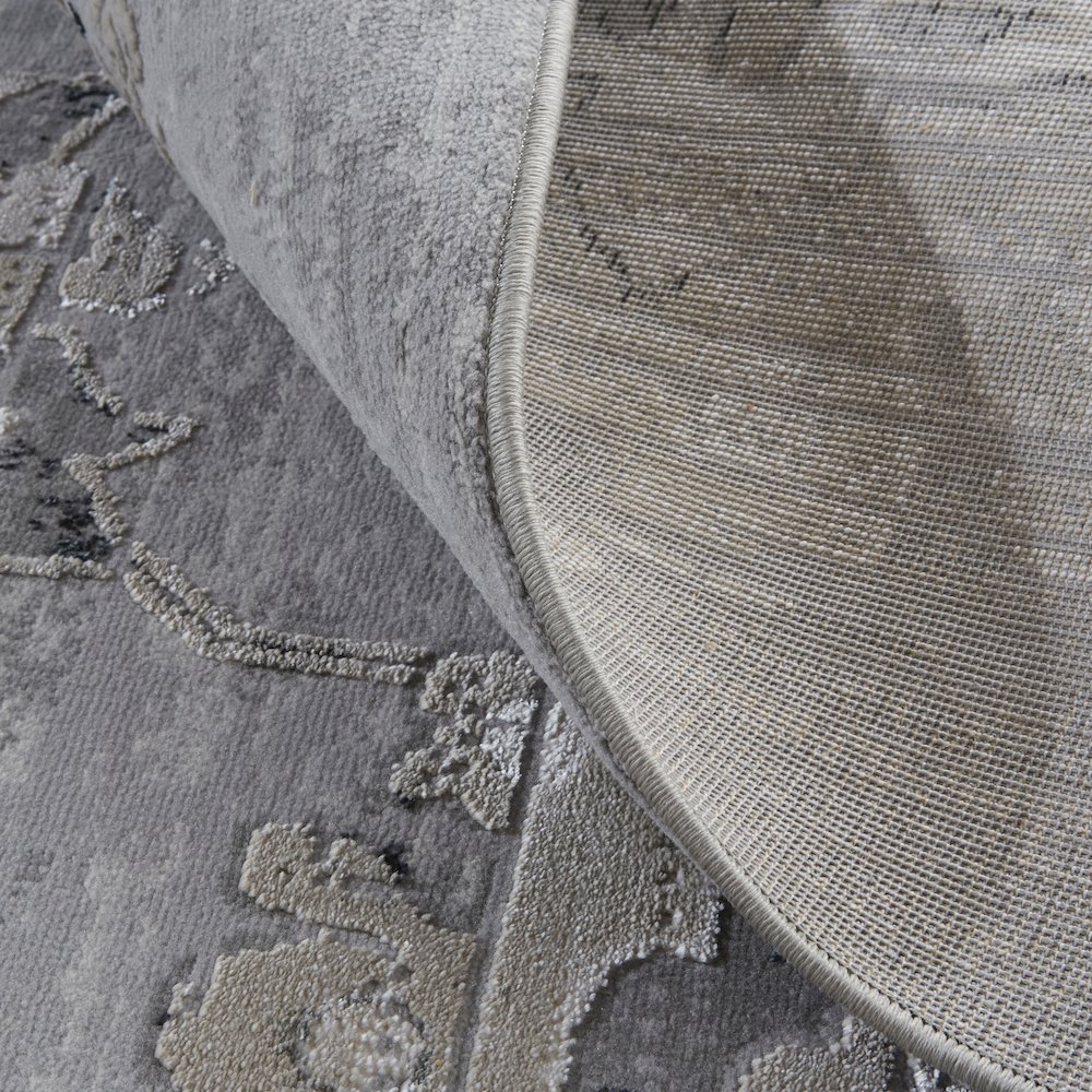 Macklaine Transitional Damask, Silver/Black, 10' x 13'-2" Area Rug. Picture 8