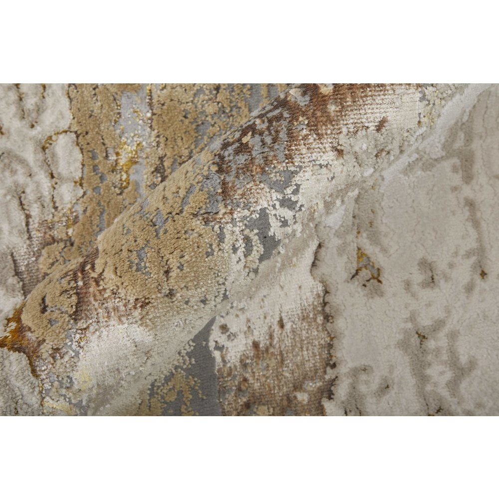 Aura Modern Abstract, Ivory/Gold/Brown, 1'-8" x 2'-10" Accent Rug. Picture 5