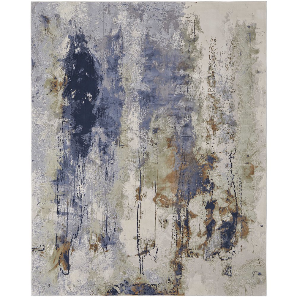 Clio Modern Abstract, Blue/Orange/Ivory, 5' x 7'-6" Area Rug. Picture 1