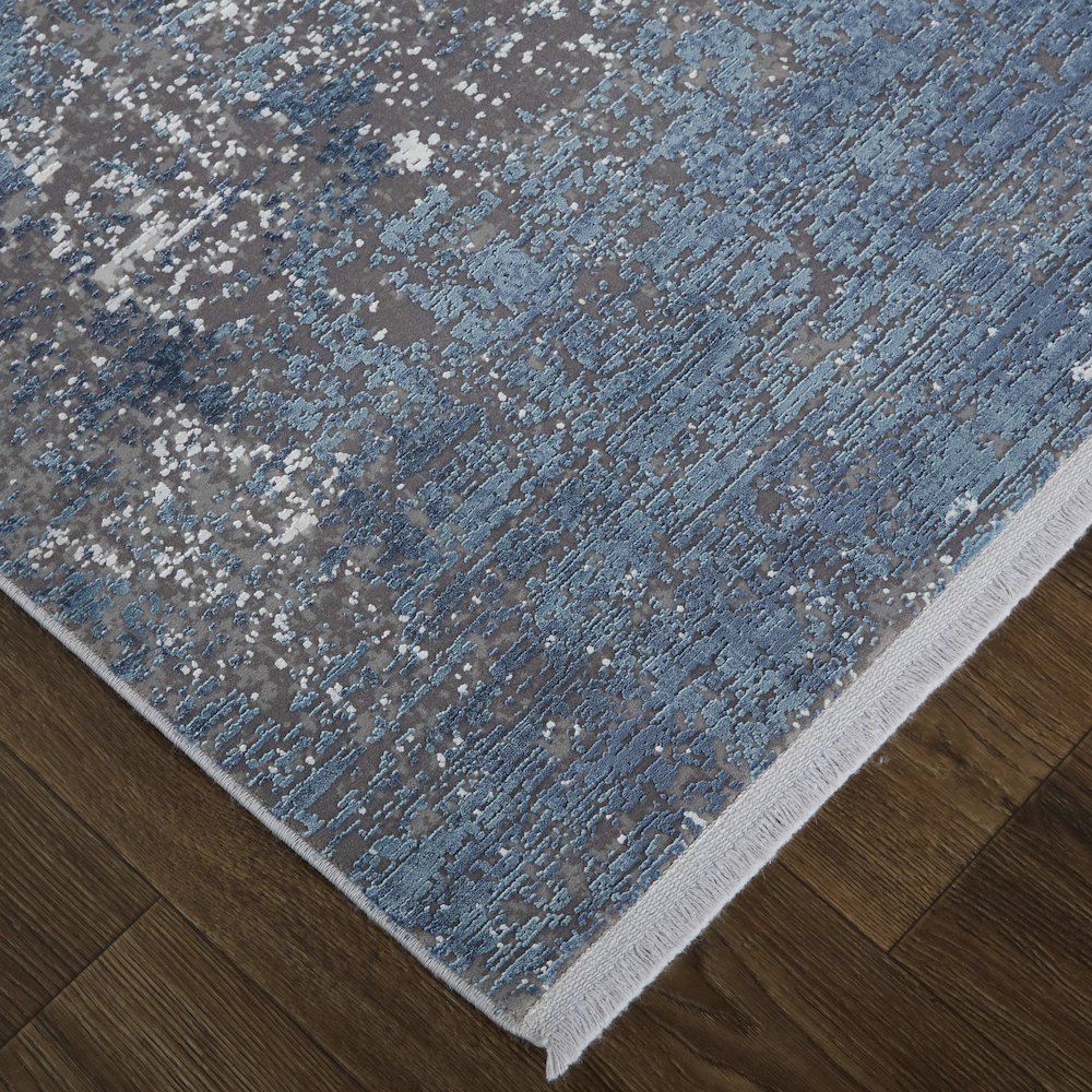 Cadiz Modern Abstract, Blue/Gray/Silver, 7'-9" x 11' Area Rug. Picture 3