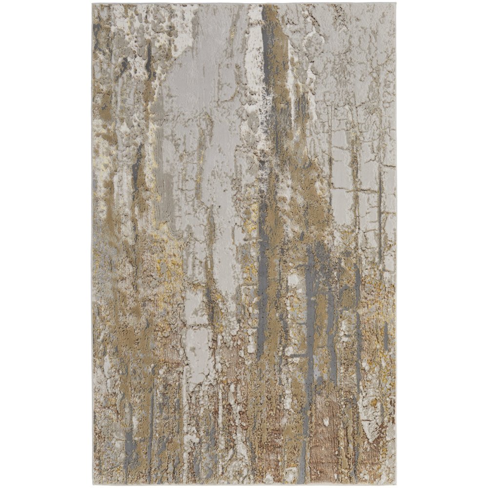 Aura Modern Abstract, Ivory/Gold/Brown, 1'-8" x 2'-10" Accent Rug. Picture 1