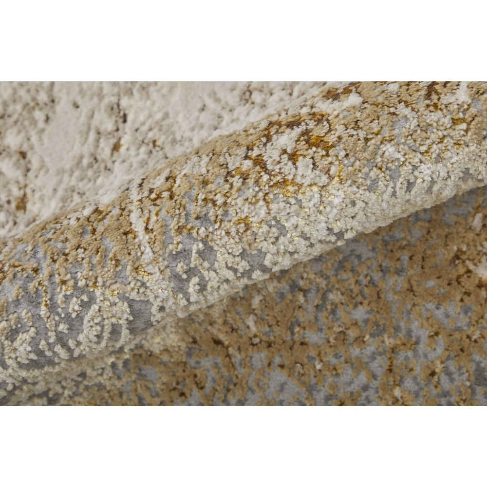 Aura Modern Abstract, Ivory/Brown/Gray, 3'-11" x 6' Accent Rug. Picture 5