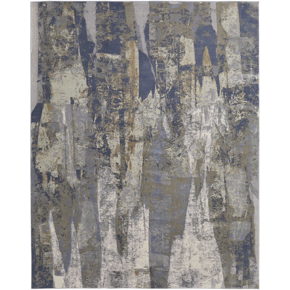 Clio Modern Abstract, Blue/Gray/Tan, 5' x 7'-6" Area Rug. Picture 1